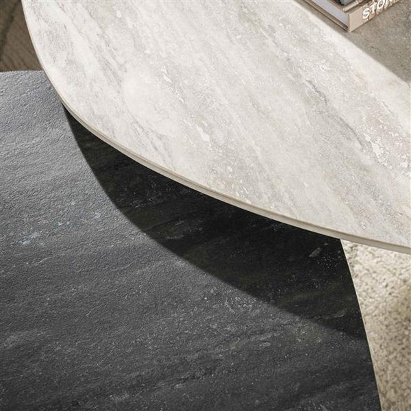 Salontafel Twin log set van 2 stuks / Ceramic 3D Travertine Multi Colour