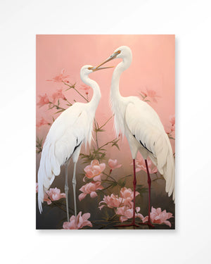 Glasschilderij Pink Love Birds - Urban Cotton