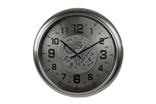 Ronde radar Wandklok messing/metaal grijs "Raf''  Ø 52 cm (Magazijn sale)