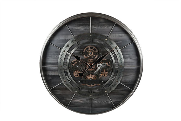 Ronde radar Wandklok messing/metaal grijs "Jan''  Ø 69.5 cm (magazijn sale)