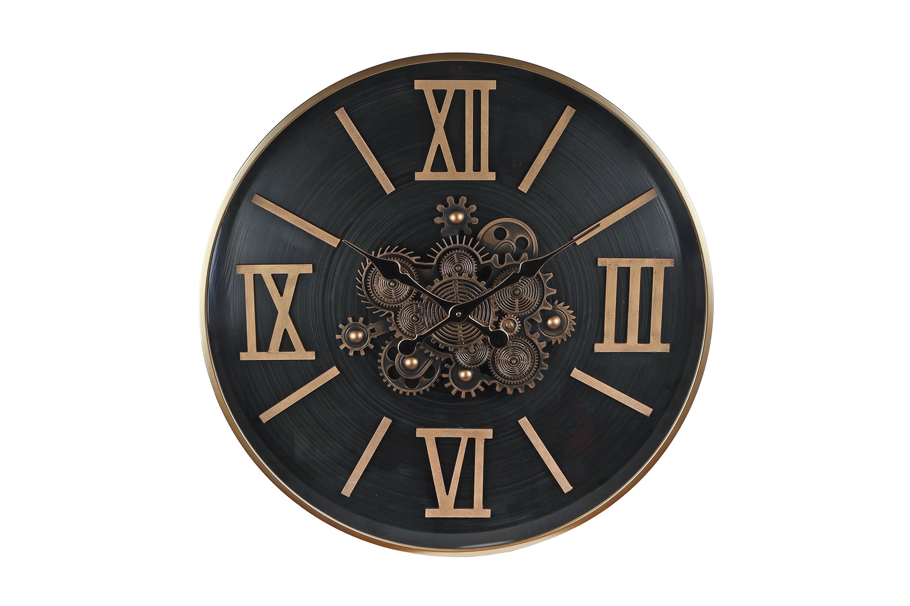 Grote radarklok Ward rond zwart/goud metaal XL Ø75 cm (NIEUW)