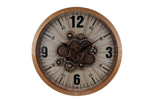 Ronde houten radar Wandklok naturel/zwart  "Kane''  Ø 68 cm