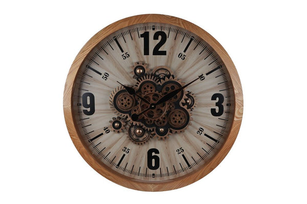 Ronde houten radar Wandklok naturel/zwart  "Kane''  Ø 68 cm