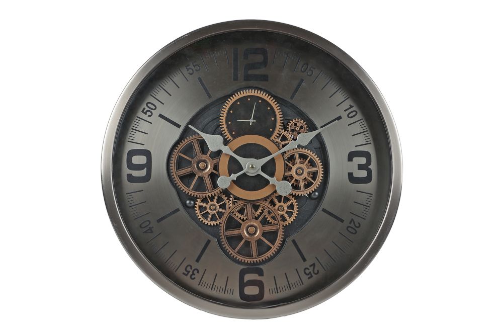 Ronde radar Wandklok grijs metaal  "Rye''  Ø 46 cm