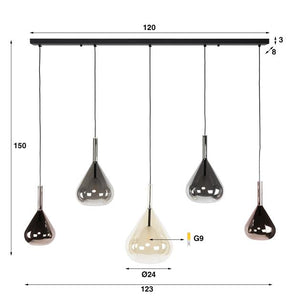 Hanglamp Wings 5-lichts / Zwart