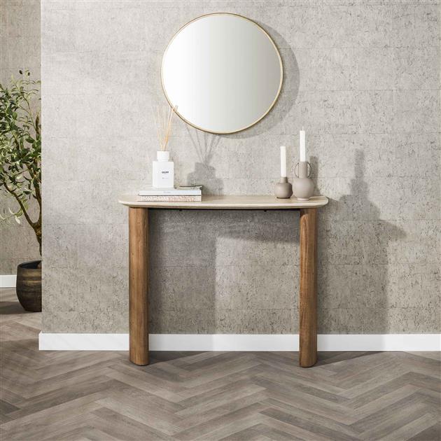 Kaptafel/bureau Romano curvo / Ceramic Travertine