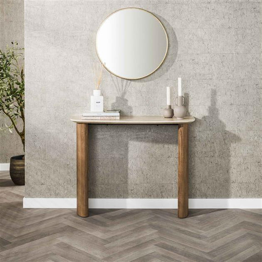 Kaptafel/bureau Romano curvo / Ceramic Travertine