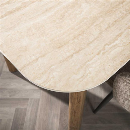 Eettafel Romano Curvo 180x90 cm / Keramiek travertin