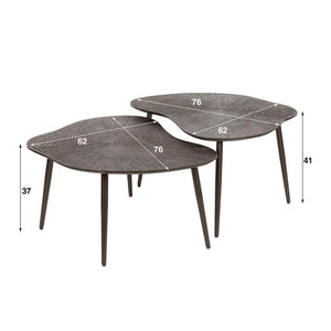 Salontafel set van 2 stuks leaf ray metal / Bruin brons