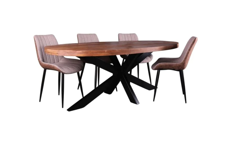 Eettafel mangohout ovaal 160x90 cm 6 cm blad  (magazijn opruiming)