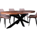 Eettafel mangohout ovaal 160x90 cm 6 cm blad  (magazijn opruiming)