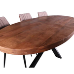 Eettafel mangohout ovaal 160x90 cm 6 cm blad  (magazijn opruiming)