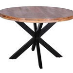 Eettafel mangohout rond 100 cm 6 cm blad  (magazijn opruiming)
