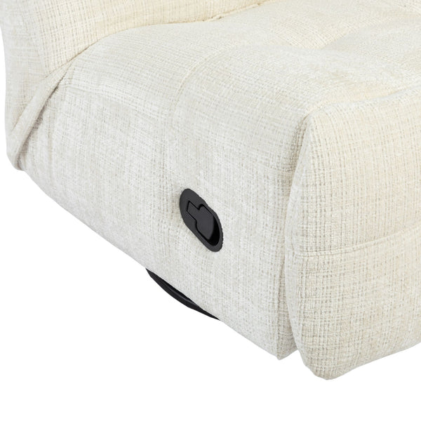 Relaxfauteuil Mila handmatig & draaibaar met unieke schommelstand - Witte stof (Off white)