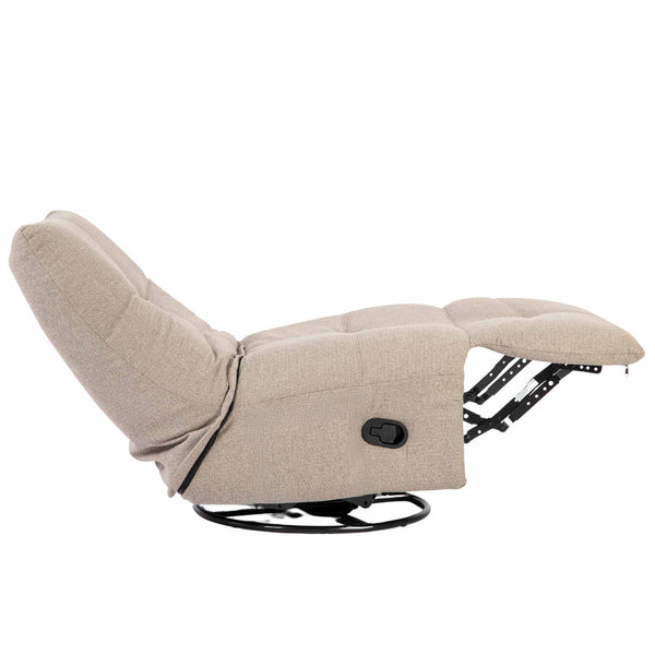 Relaxfauteuil Izzy handmatig & draaibaar met unieke schommelstand - Taupe stof