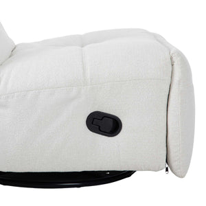 Relaxfauteuil Izzy handmatig & draaibaar met unieke schommelstand - Witte stof (Off white)