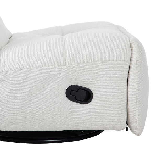 Relaxfauteuil Izzy handmatig & draaibaar met unieke schommelstand - Witte stof (Off white)