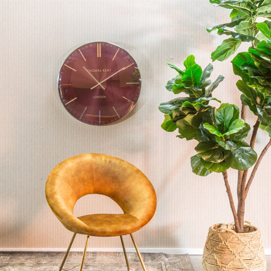 Thomas Kent wandklok "Oyster" rond Rood/zilver large  - Ø65 CM