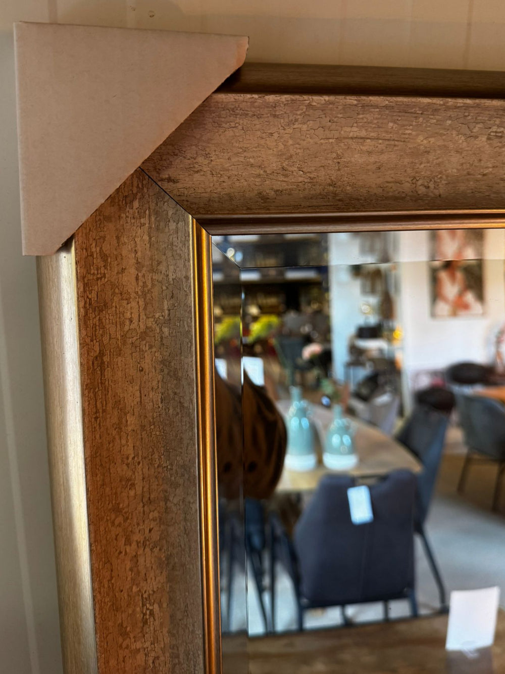 Luxe spiegel grijs/goud 54x65 cm facet geslepen  (magazijn opruiming)