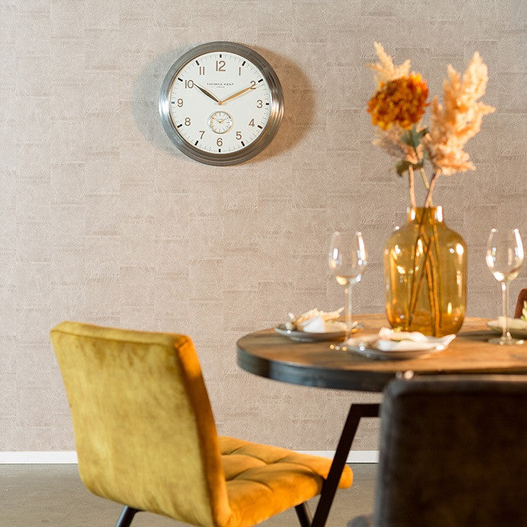 Thomas Kent wandklok "Timekeeper" No.8 rond Wit/Zilver - Ø71 CM