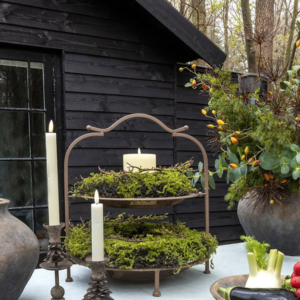 2 stuks LED Dinerkaars rustiek crème - 15 cm hoog + afstandsbediening (Countryfield)