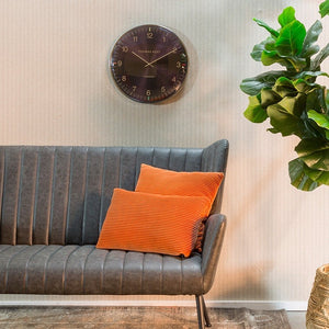 Thomas Kent wandklok "Oyster" rond Aubergine/zilver small  - Ø40CM