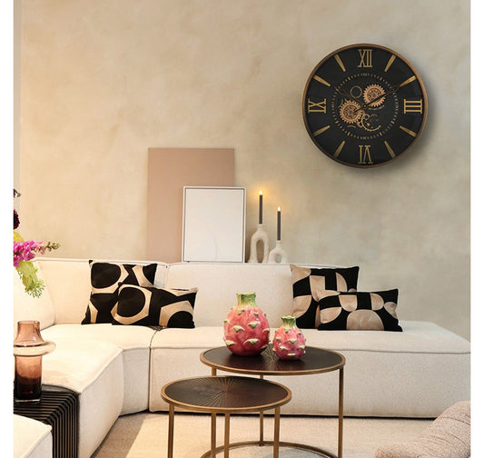Radarklok Momento rond zwart/goud Countryfield Ø60 cm, foto 2