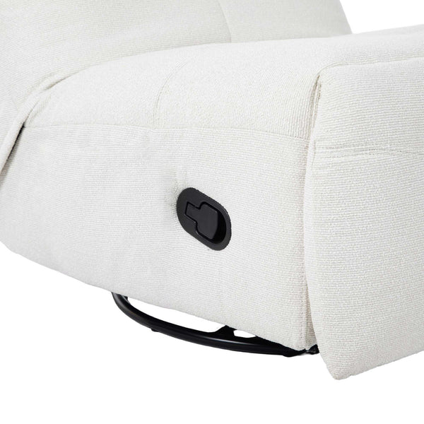 Relaxfauteuil Izzy handmatig & draaibaar met unieke schommelstand - Witte stof (Off white)