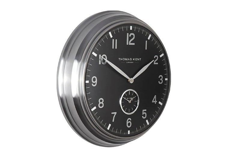 Thomas Kent wandklok "Timekeeper" rond Zwart/Zilver - Ø48 CM