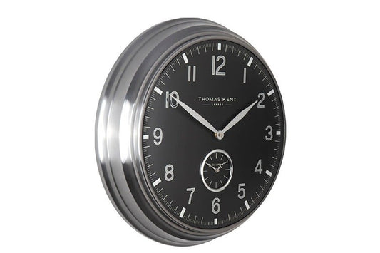 Thomas Kent wandklok "Timekeeper" rond Zwart/Zilver - Ø71 CM