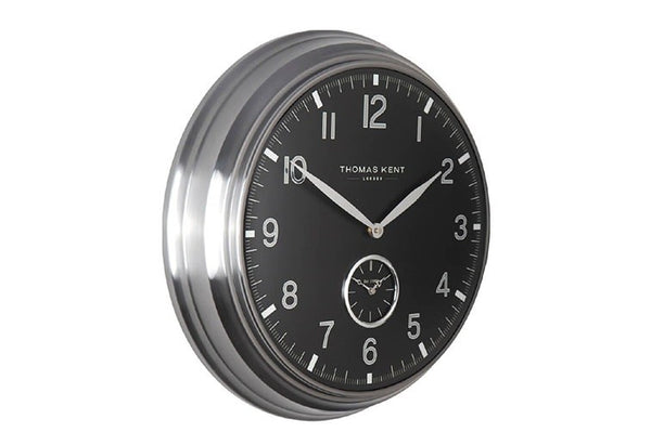 Thomas Kent wandklok "Timekeeper" rond Zwart/Zilver - Ø71 CM