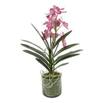 Kunstbloem in glazen pot Dendrobium roze - 62 cm hoog