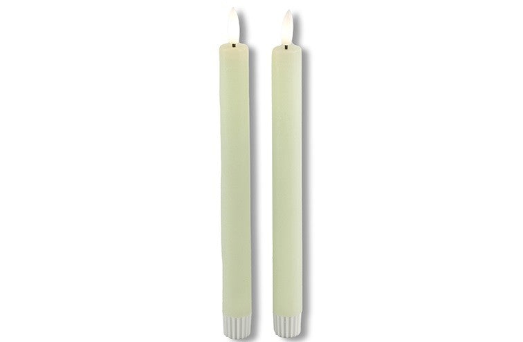 2 stuks LED Dinerkaars rustiek crème - 24 cm hoog + afstandsbediening (Countryfield)