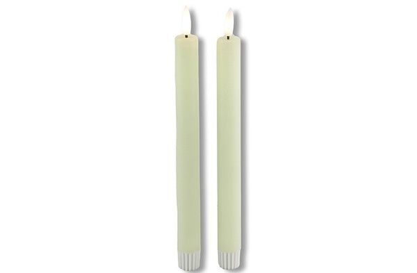 2 stuks LED Dinerkaars rustiek crème - 24 cm hoog + afstandsbediening (Countryfield)