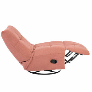 Relaxfauteuil Izzy handmatig & draaibaar met unieke schommelstand - Roze stof