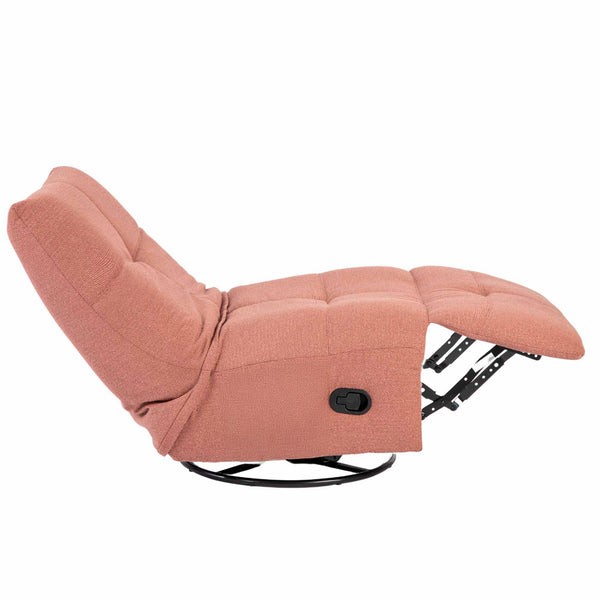 Relaxfauteuil Izzy handmatig & draaibaar met unieke schommelstand - Roze stof