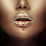 Glasschilderij Zilver met gouden lippen 120x80 cm