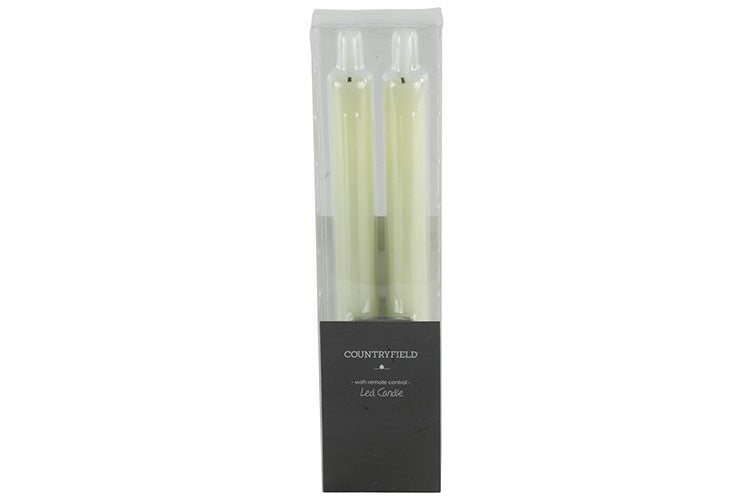 2 stuks LED Dinerkaars rustiek crème - 24 cm hoog + afstandsbediening (Countryfield)
