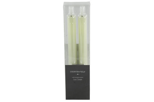 2 stuks LED Dinerkaars rustiek crème - 24 cm hoog + afstandsbediening (Countryfield)