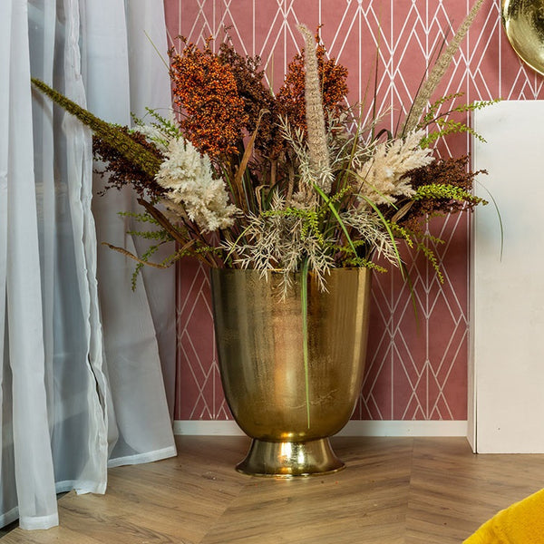 Ronde bloemenvaas Carol goud - 35x35x43 cm