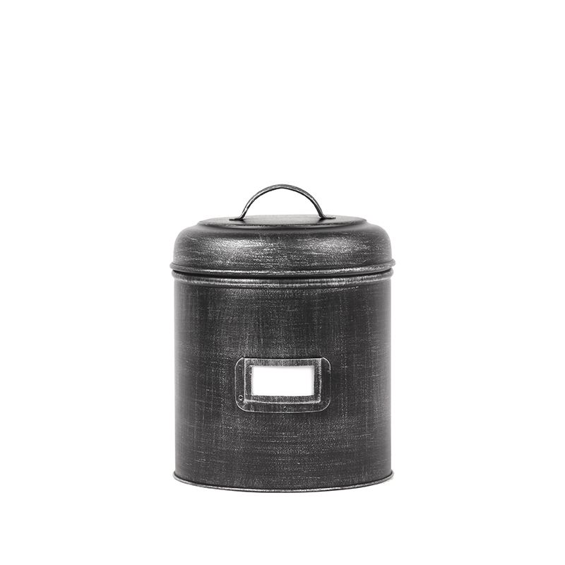 Opbergblik zwart metaal label 51 maat M 14x14x20 cm (magazijn opruiming)