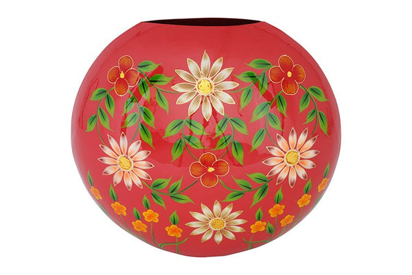 Ovale bloemenvaas Camina rood/wit - 50 cm hoog