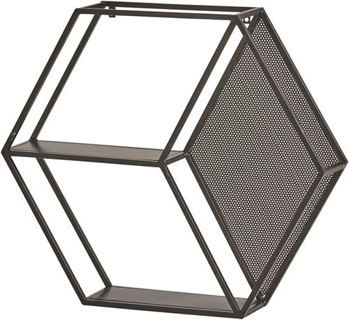 Wandrek Hexagon zwart metaal 92x18x80 cm (magazijn opruiming)