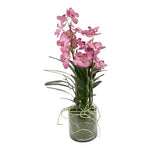 Kunstbloem in glazen pot Dendrobium roze - 82 cm hoog