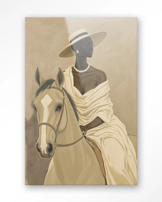 Glasschilderij Amazone (paard) - Urban Cotton