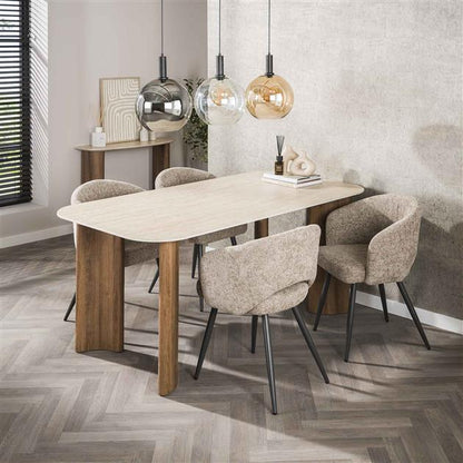 Eettafel Romano Curvo 180x90 cm / Keramiek travertin
