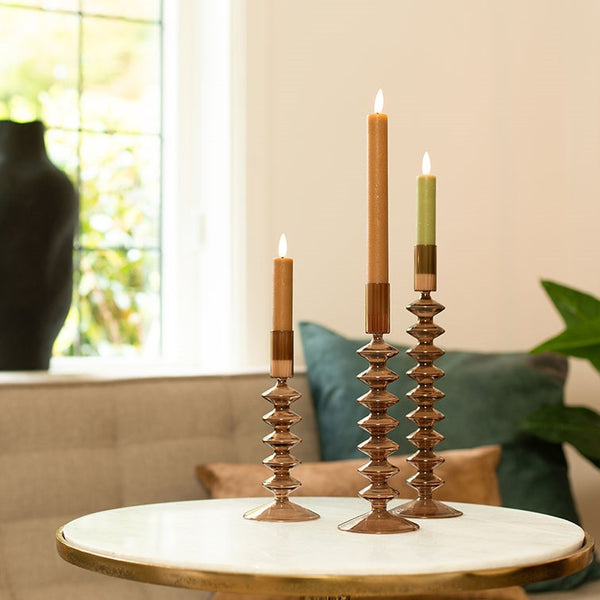 2 stuks LED Dinerkaars rustiek amber- 15 cm hoog + afstandsbediening (Countryfield)