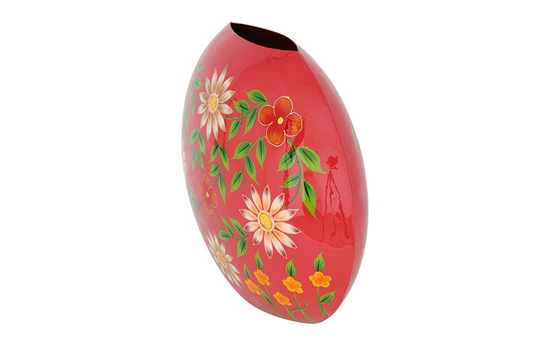 Ovale bloemenvaas Camina rood/wit - 50 cm hoog