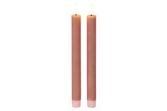 2 stuks LED Dinerkaars rustiek roze - 24 cm hoog + afstandsbediening (Countryfield)