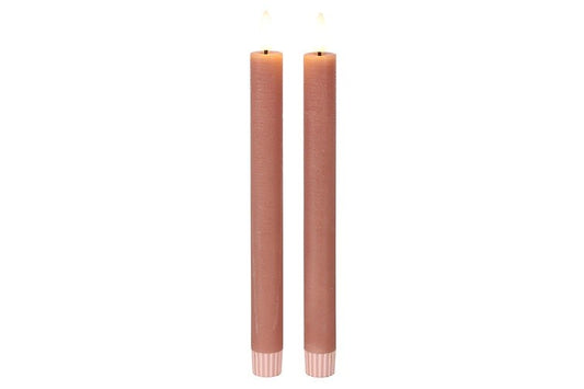 2 stuks LED Dinerkaars rustiek roze - 24 cm hoog + afstandsbediening (Countryfield)
